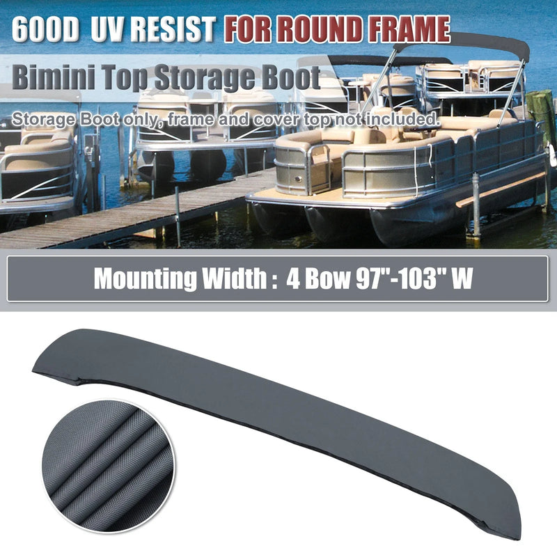 4 Bow Bimini Top Storage Boot No Frame Gray 97-103 W 600D Polyester Canvas