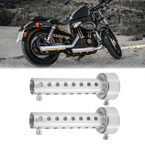 All Models 2x 45mm Motorcycle Exhaust Silencer Muffler Pipe Silver Tone