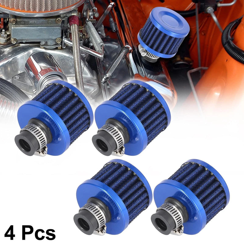 Motorcycle Car Blue 4pcs 12mm Air Filter Cleaner Round