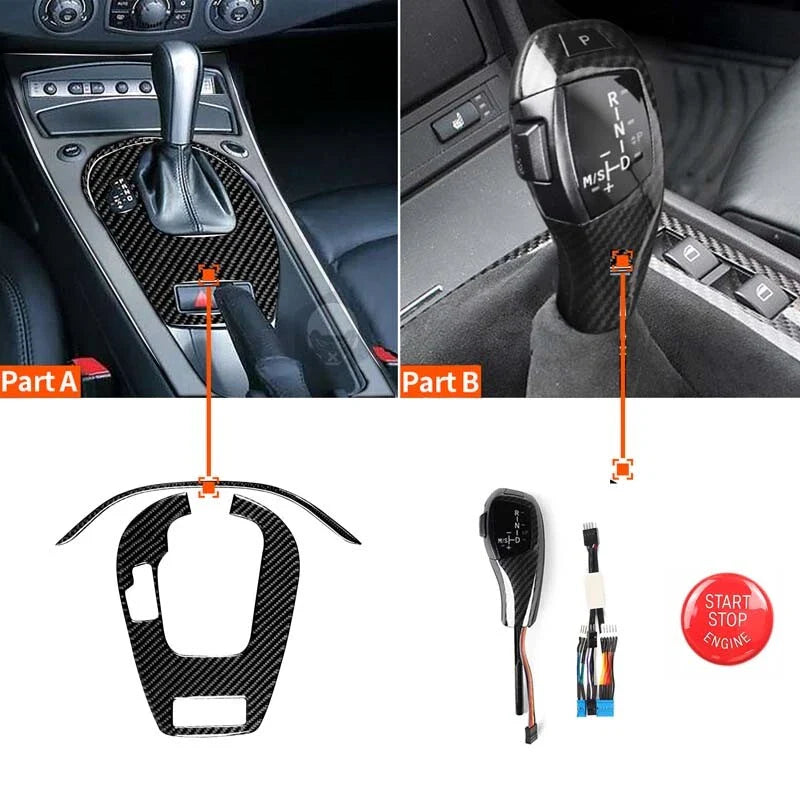 BMW E85 Z4 2001-2008 Carbon Fiber Automatic Gear Shift Knob & Console Panel
