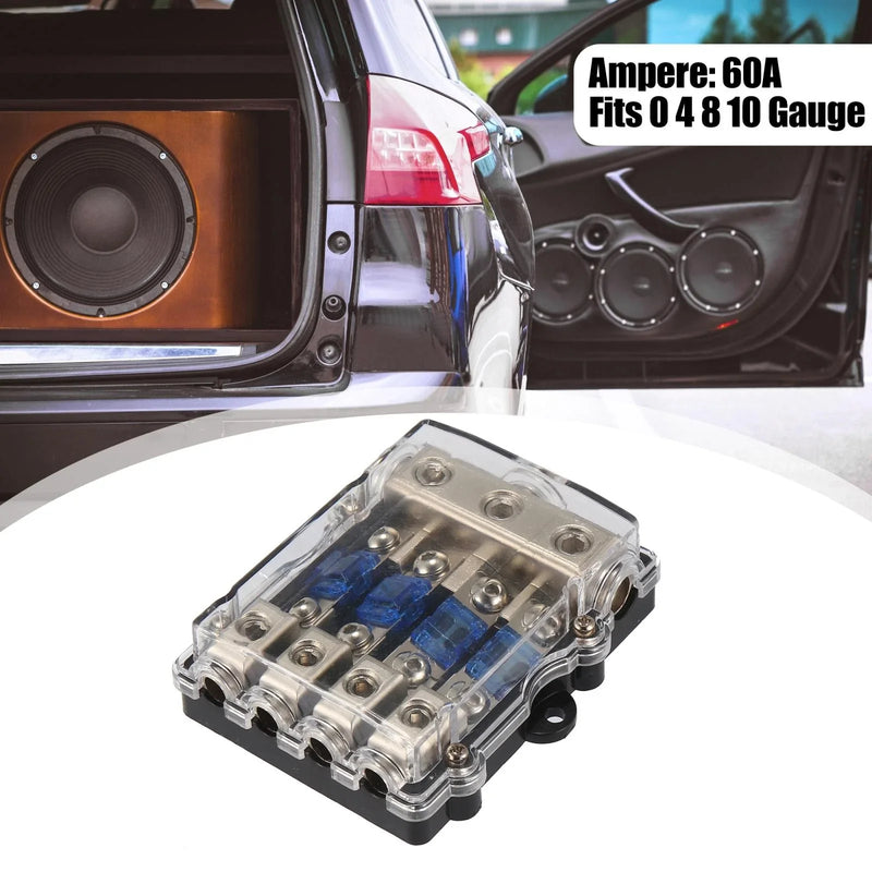 Car 4 Way Fuse Holder Distribution Block w/ 60 Amp Mini ANL Fuse