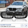 BMW X5 Glossy Black Front Kidney Grill Hood Grille Double Slat (2014-2018)