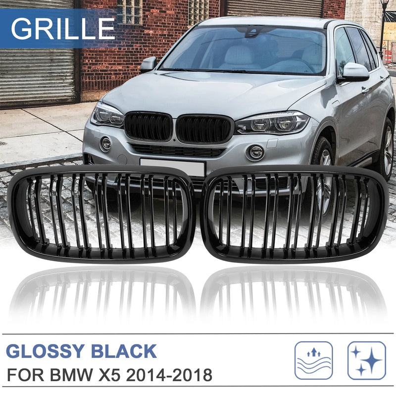 BMW X5 Glossy Black Front Kidney Grill Hood Grille Double Slat (2014-2018)