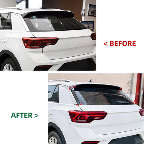 Volkswagen T-Roc (2017-2024) Gloss Black 2 x Rear Window Spoiler Lip Trims