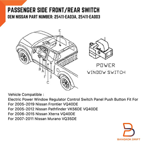 Nissan Navara D40 YD25 Power Window Switch (2005-2014)