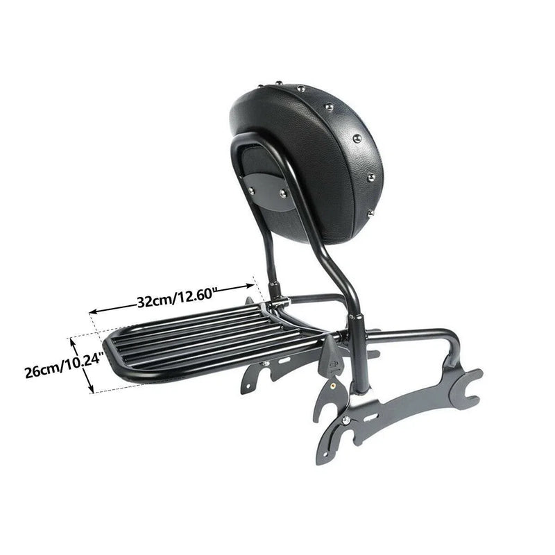 Indian Chief Classic Dark Horse Sissy Bar & Backrest Pad Luggage Rack (16-18)