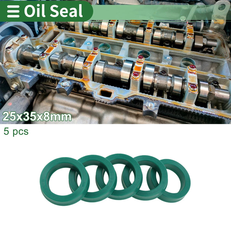 Oil Seal / 25x35x8mm (5 Pcs) / Seal Ring Rotary Shaft TPU Green