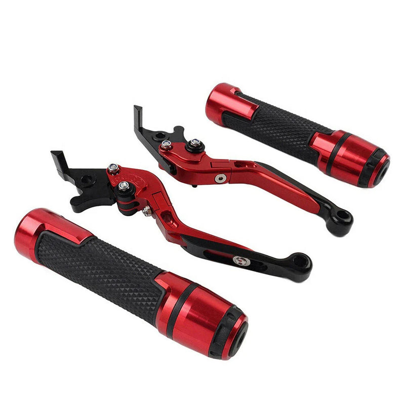 Kawasaki Ninja 650R Red Extendable Brake Clutch Lever Grip Set (2006-2011)
