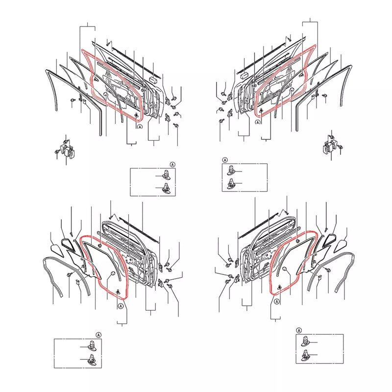 Mitsubishi Lancer Mirage 1995-2003 Door Weatherstrip Set