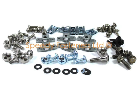 Honda NSR250 MC28 Inox Fork Head Bolt & Windscreen Kit + dzus