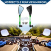 M8 / M10 Rear View Mirrors Triangle Shape Black Green Aluminum Alloy