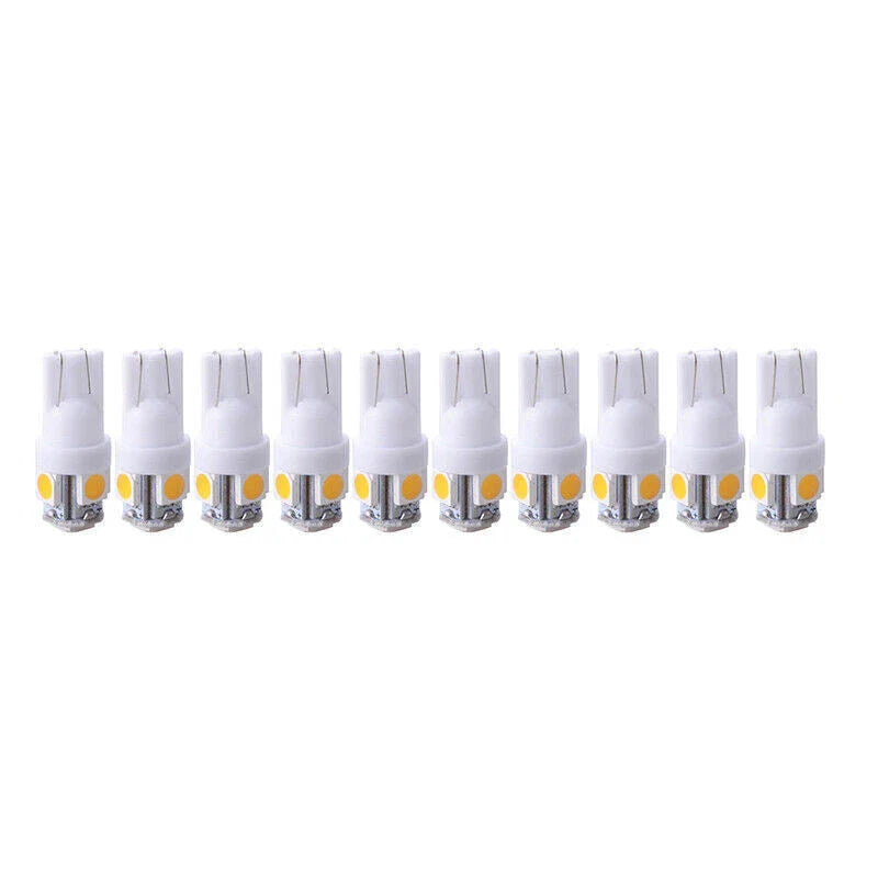 Car Interior License Lights - 2825 192 194 5050 White 10x T10 LED Bulbs