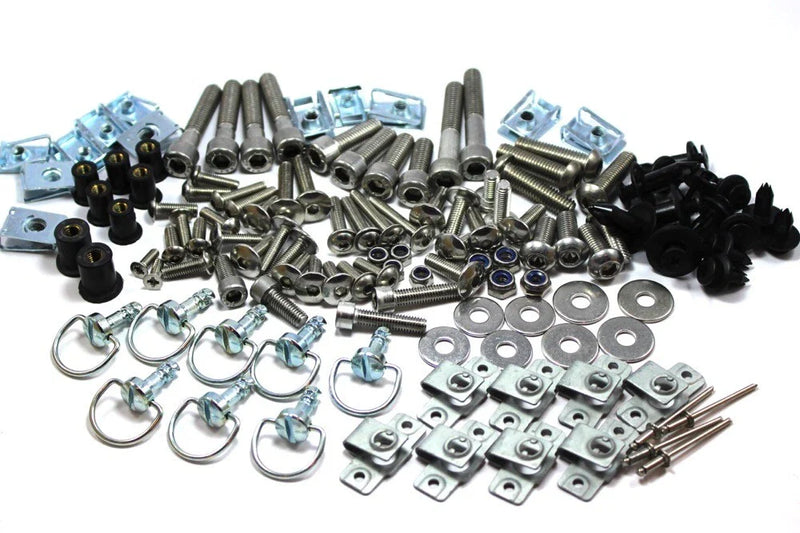 Motorcycle Fairing Bolts & Dzus 158 Piece Universal Race Track Pack
