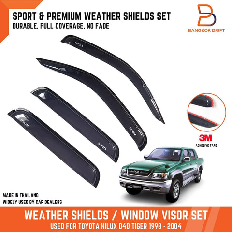 Toyota Hilux Dual Cab (1998-2004) Black Slim Weathershields Door Visors