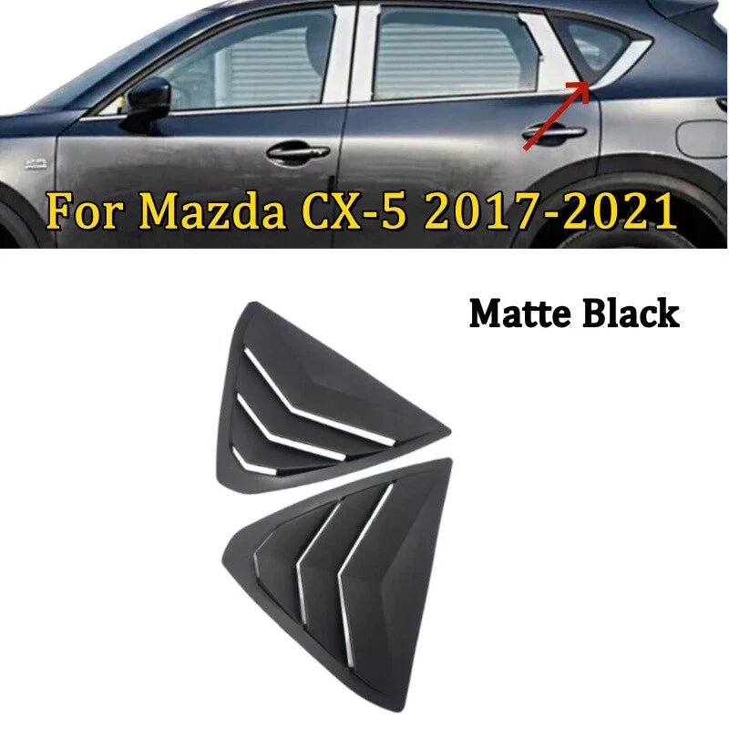 Mazda CX-5 Matte Black Rear Side Window Shutters Louvers Trim (2017–2021)