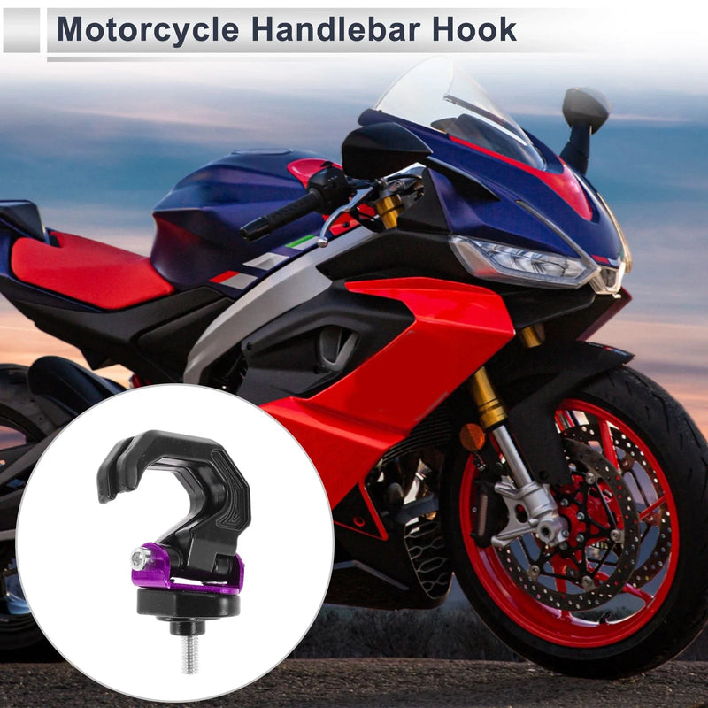 Horn-type Double Hook Aluminum Alloy Motorcycle Hanging Hook 1 Pc Black Purple