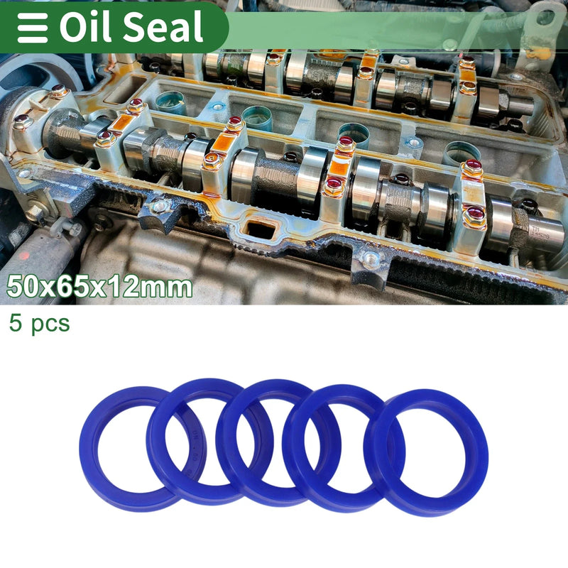 Oil Seal 50x65x12mm TPU Rotary Shaft Seal Blue 5 Pcs