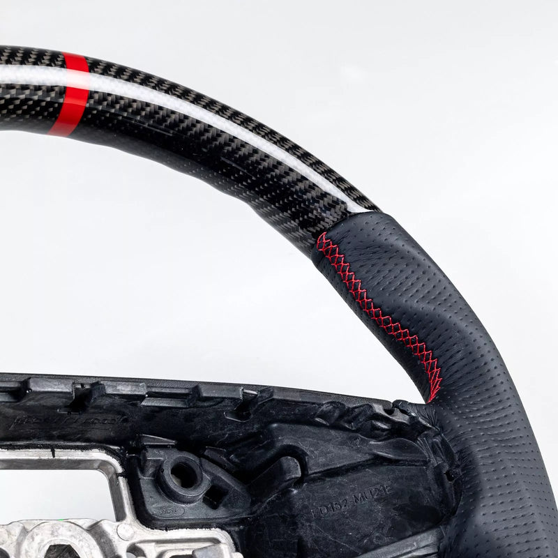 Ford Mustang Mach-E Carbon Flat Bottom Leather Steering Wheel (2021-2024)