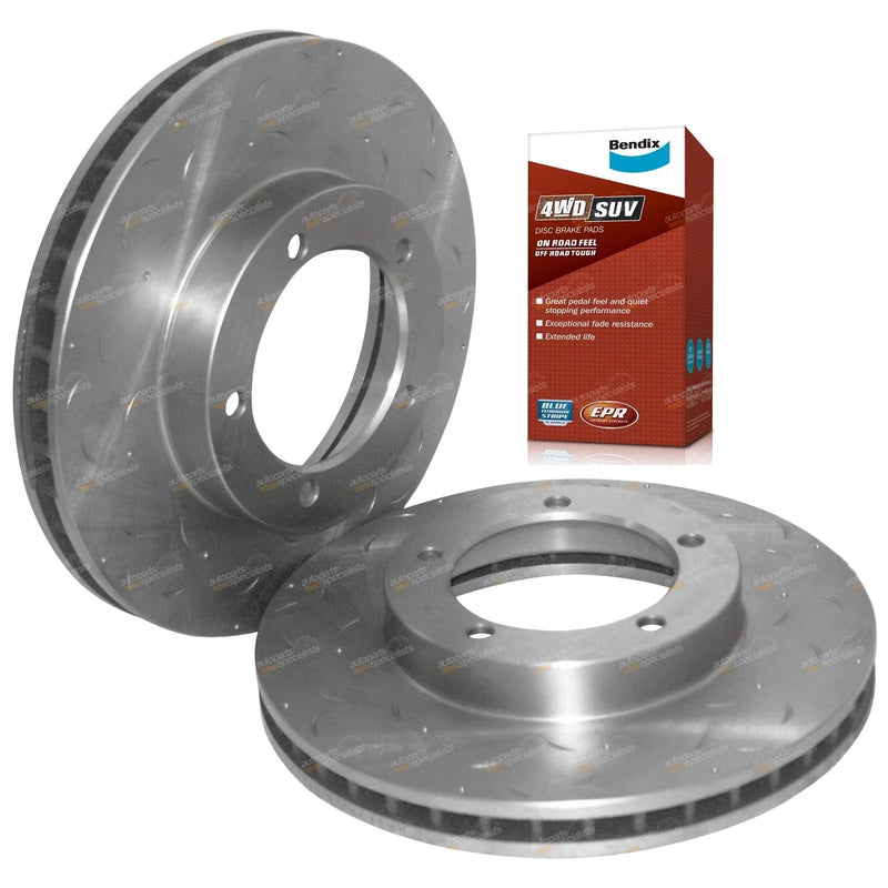 Landcruiser 76-79 Series 2 x Front Drilled Slotted Disc Rotors Pads