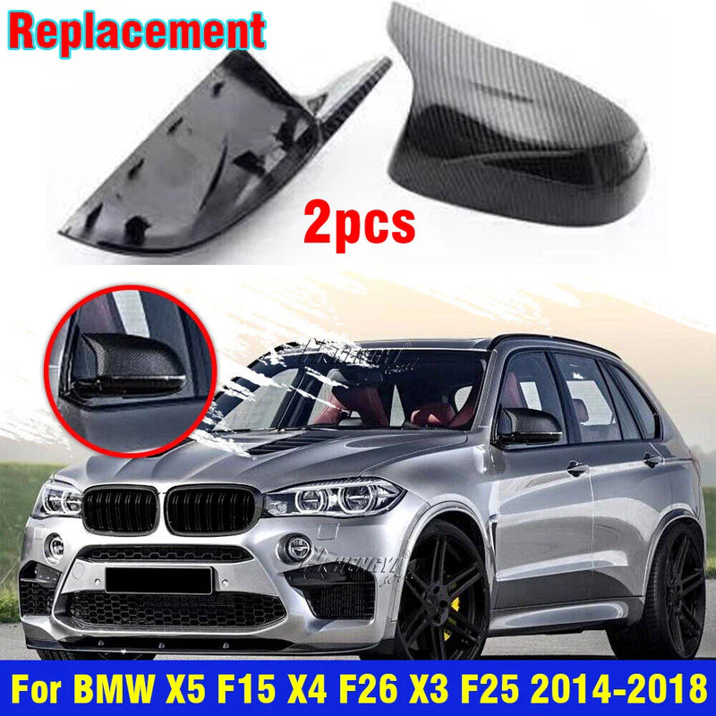 BMW X5 X4 X3 Carbon Fiber Snap-On Side Mirror Cover Cap (2014–2018)