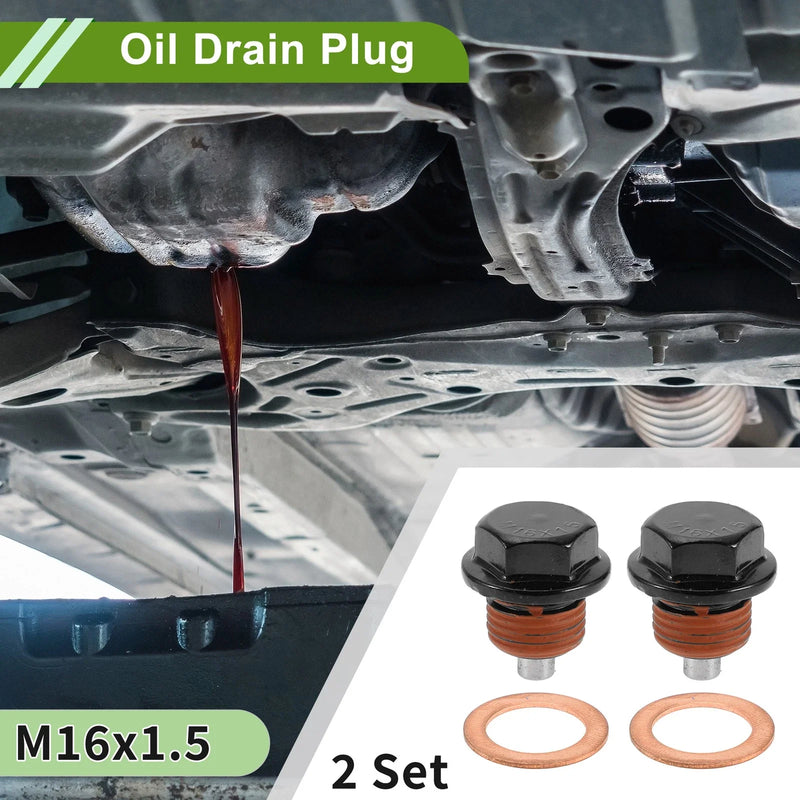 2x Car Motorcycle M16x1.5 Copper Oil Drain Plug W/ Gasket