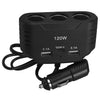 3-Way 120W Car Cigarette Lighter Socket Splitter Dual USB Charger Adapter