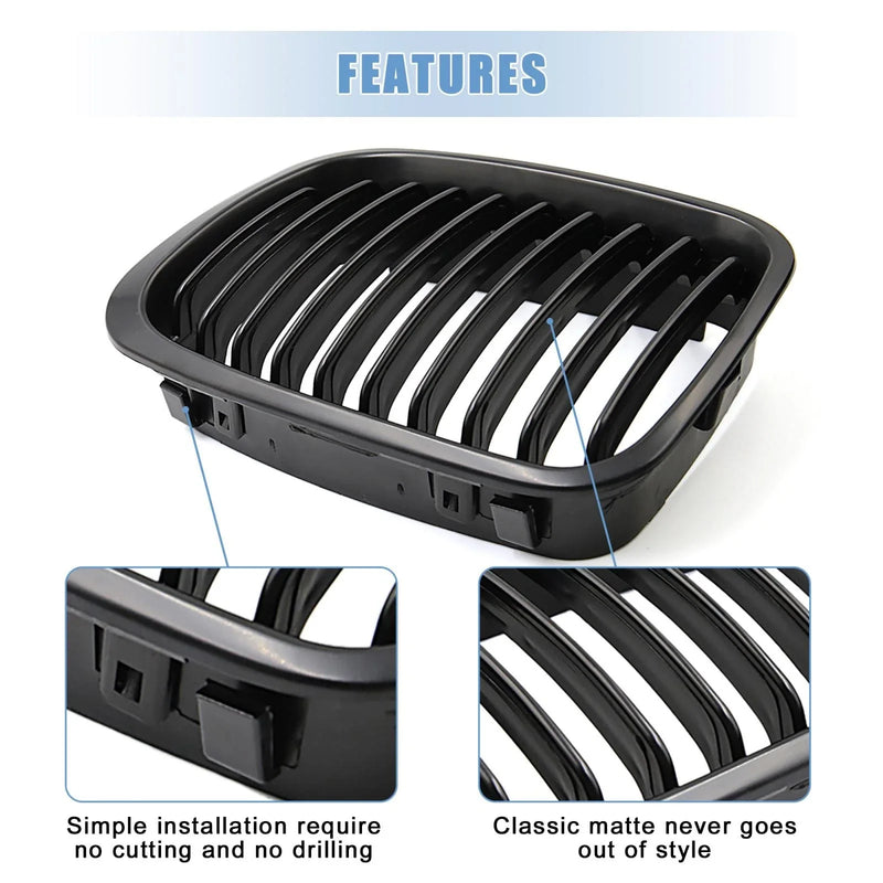 BMW 325i 325xi 330i 330xi Matte Black Front Upper Kidney Grille