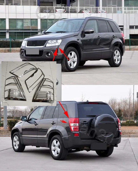 SUZUKI GRAND VITARA Chrome Front Rear Head Tail Light Lamp Cover Trim (2006-2013)