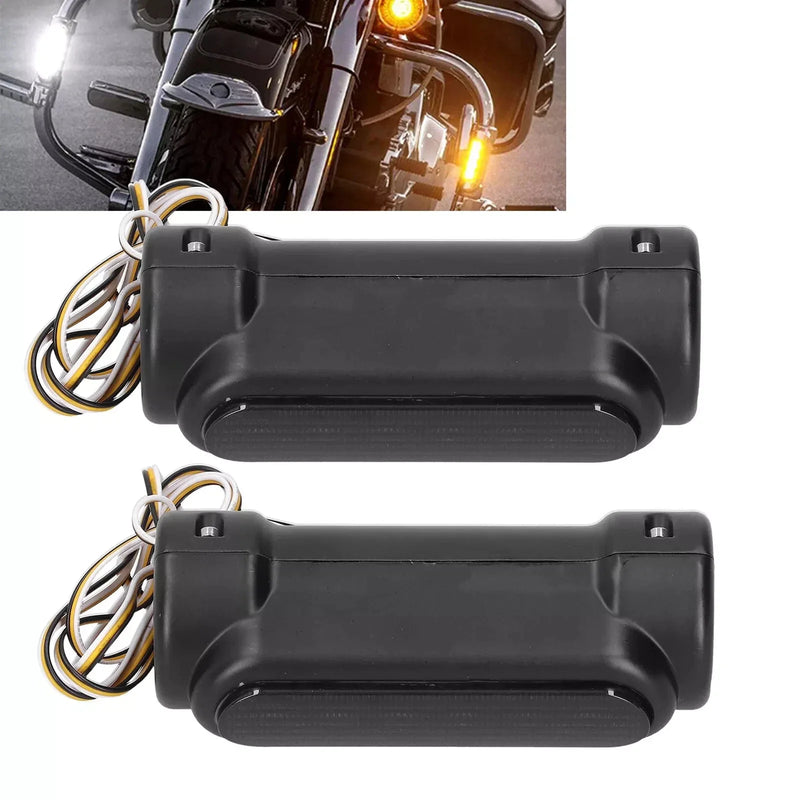 Highway Crash Bar - White DRL Amber Signals 1.25in LED Light Tube Clip Lamp