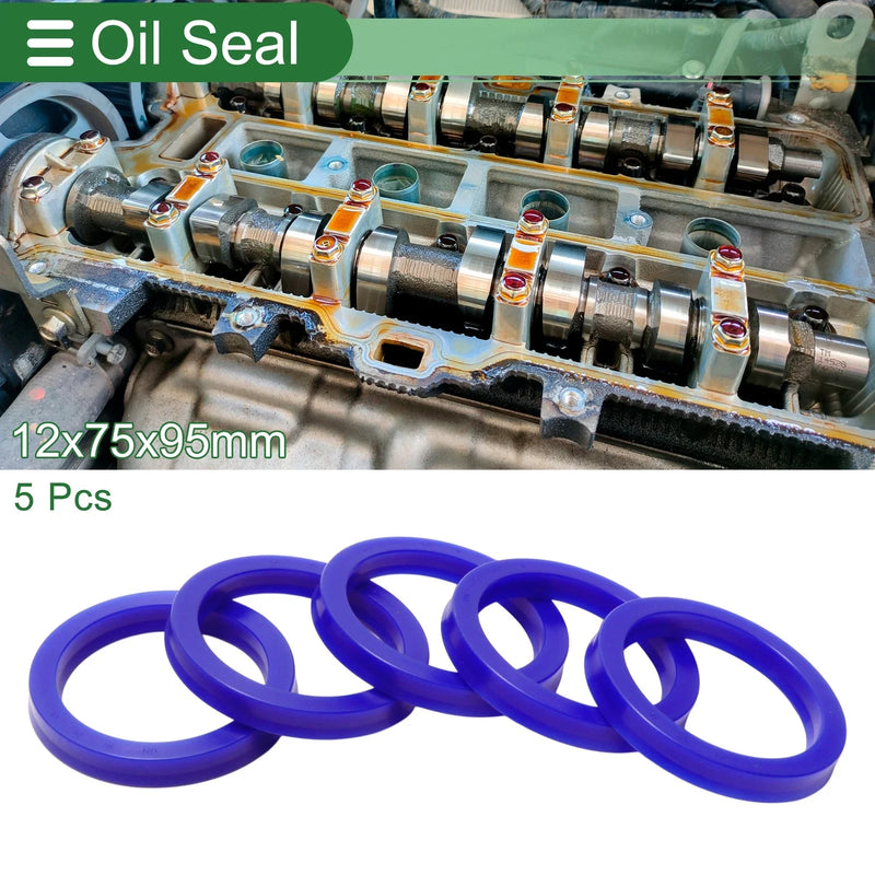 Make Oil Seal / 75x95x12mm / TPU Rotary Shaft Seal High Pressure Blue 5 Pcs