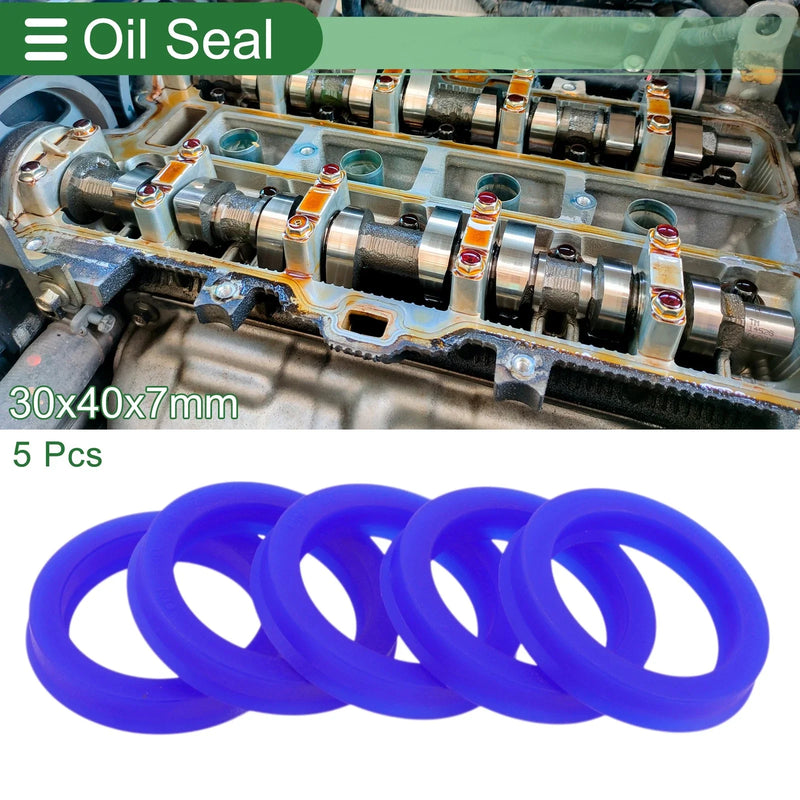 Oil Seal Rotary Shaft Seal TPU 30x40x7mm High Pressure Blue 5 Pcs