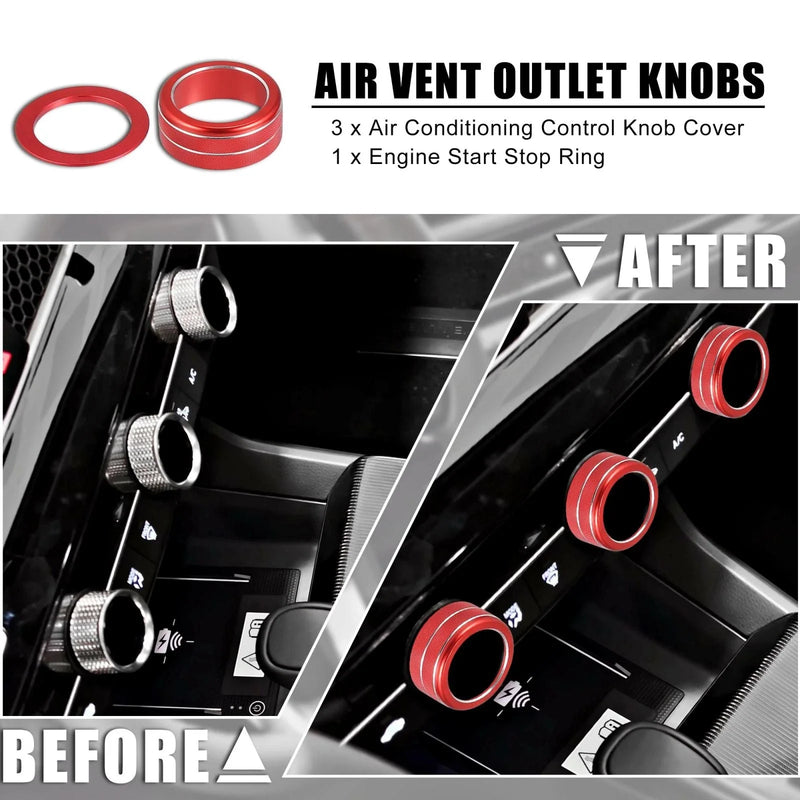 Honda Civic 4pcs Red Air Conditioner Shift Knob Covers (2022)