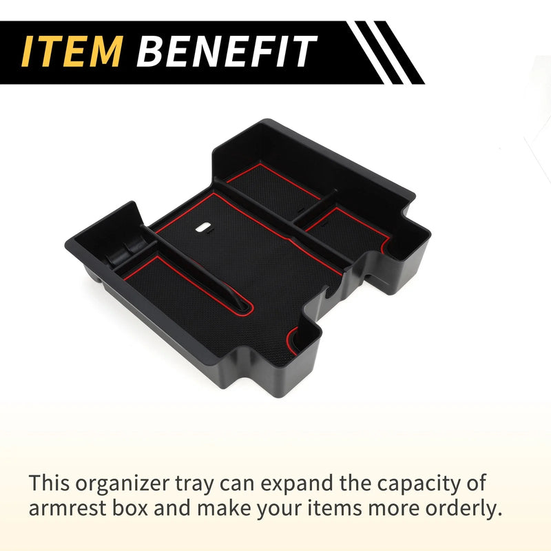 Chevy Silverado 1500 for GMC Black Red Full Center Console Organizer Tray