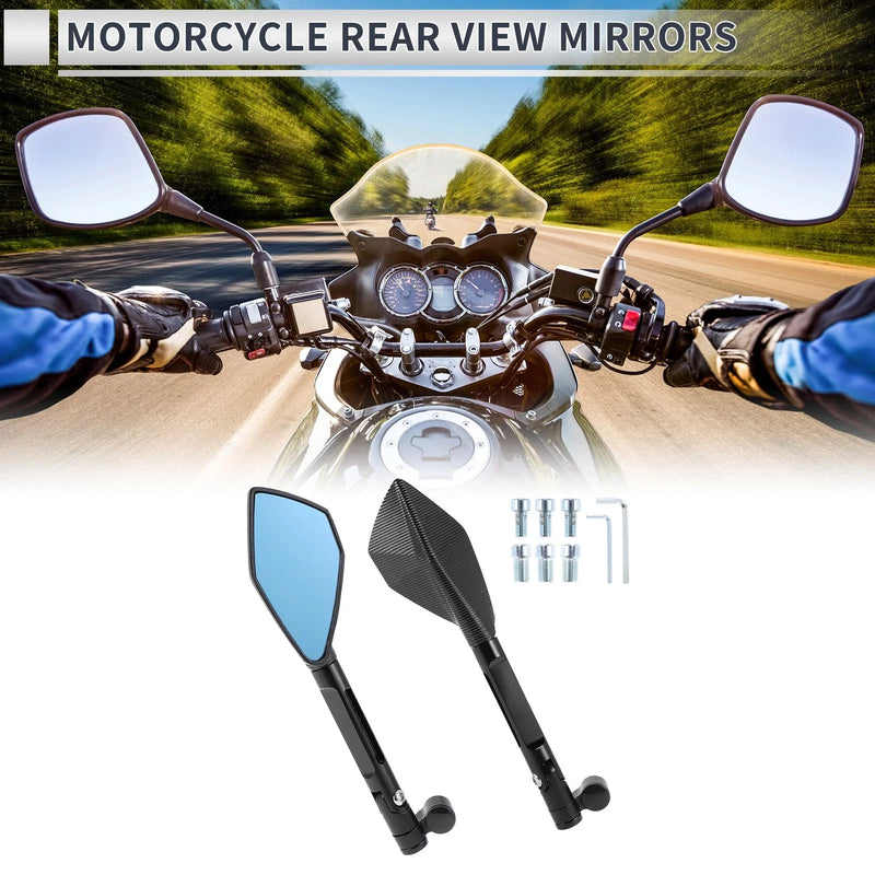 Motorcycle Rear View Mirror M8/M10 Black Blue Aluminum Alloy