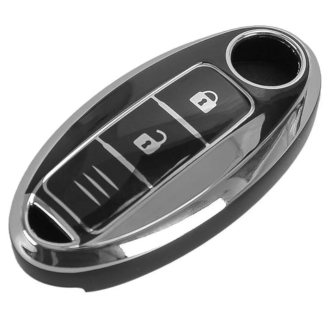 Nissan Qashqai Leaf Black TPU 3 x Button Key Shell Cover (2010-2023)