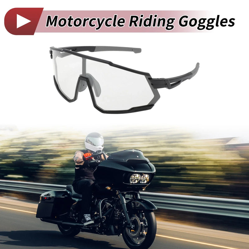 Motorcycle Goggles Clear Lens Black Frame Cycling UV400