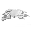 Motorbike-Motorcycle Silver 2 x Flaming Skull 3D Gel Sticker Decal L+R