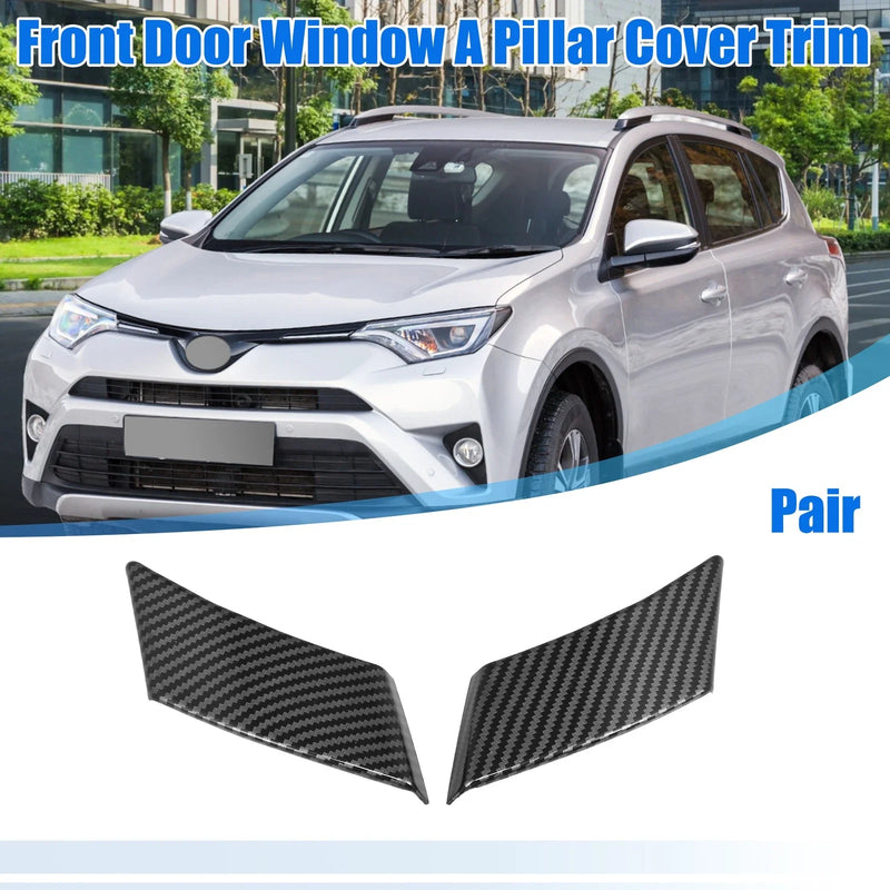 Toyota RAV4 Carbon Fiber Front Door A-Pillar Cover Trim Pair (2019–2023)