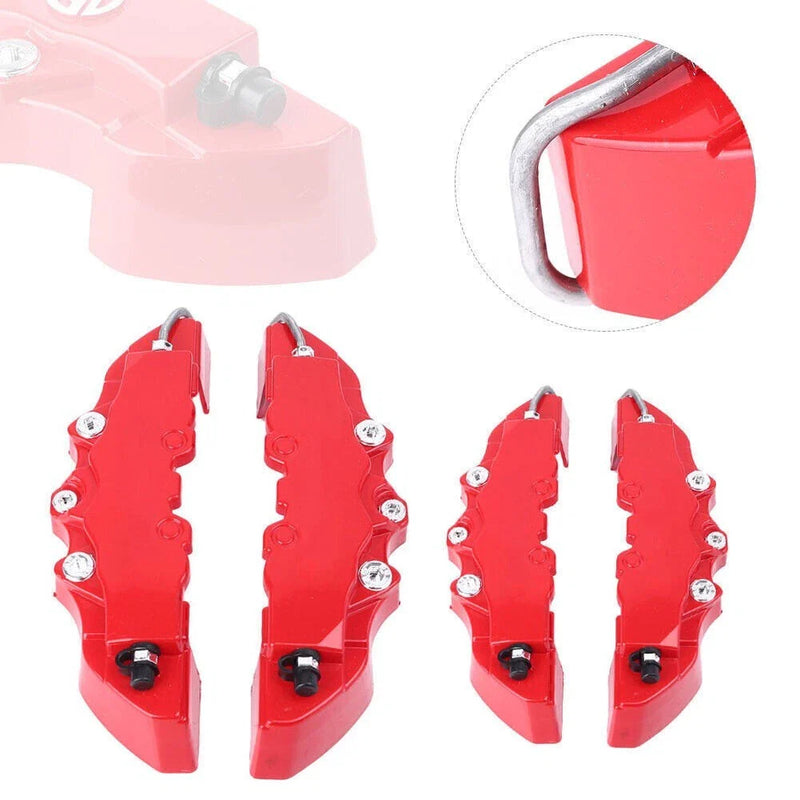 Car Front & Rear 16-17" Wheels Red 3D Disc Brake Caliper Covers (2016-2017)