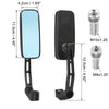 Motorcycle 1 Set 8mm 10mm Screw Thread Rearview Mirror Black
