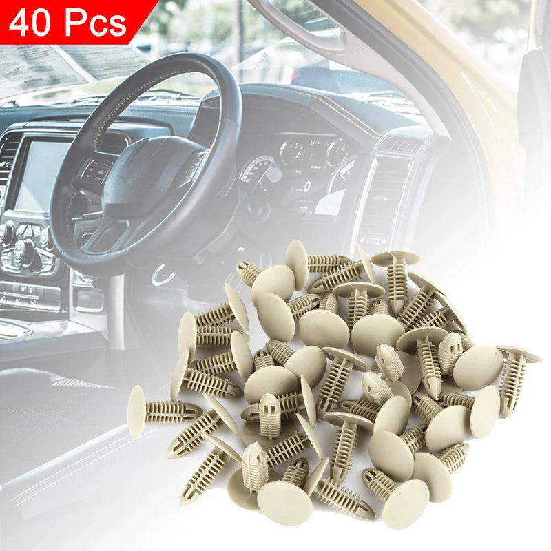 Toyota 40pcs Plastic Bolt Rivets Fastener Bumper Retainer Clips Beige
