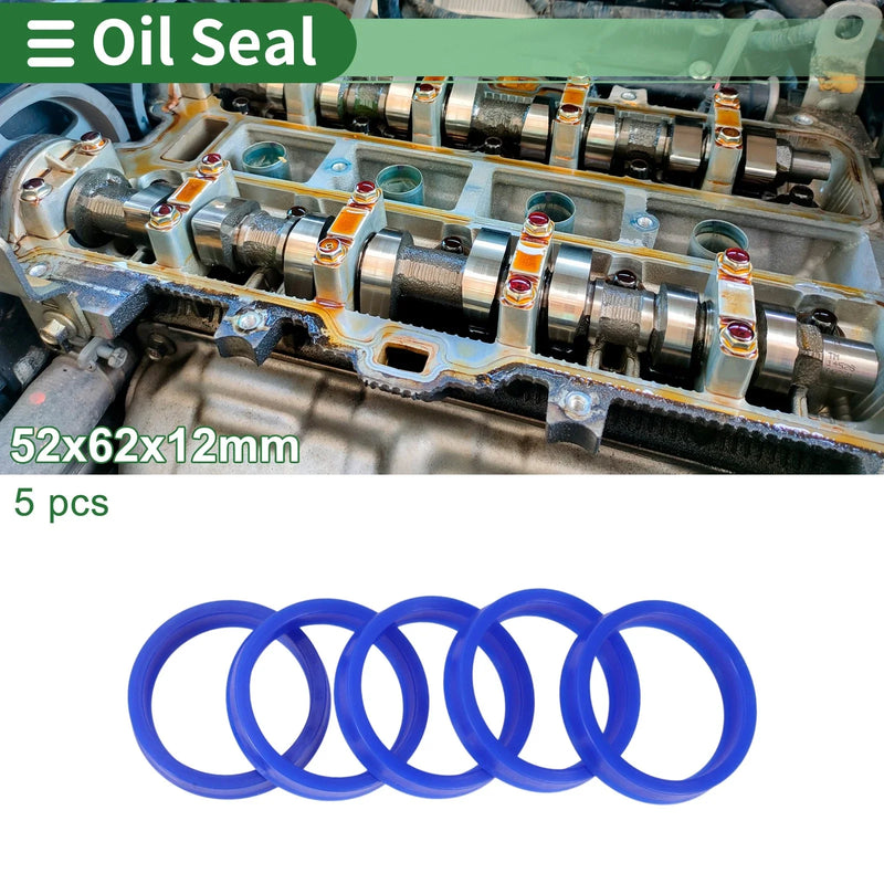 Oil Seal 52x62x12mm TPU Seal Ring Rotary Shaft High Pressure Blue 5 Pcs