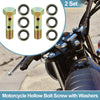 Motorcycle 2 x M8x1 32mm Motorcycle 6 Hole Hollow Bolts Screws with Washer