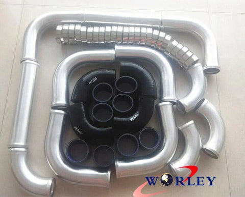 Aluminum Black Hose 2.5" Universal Turbo Boost Intercooler Piping Kit