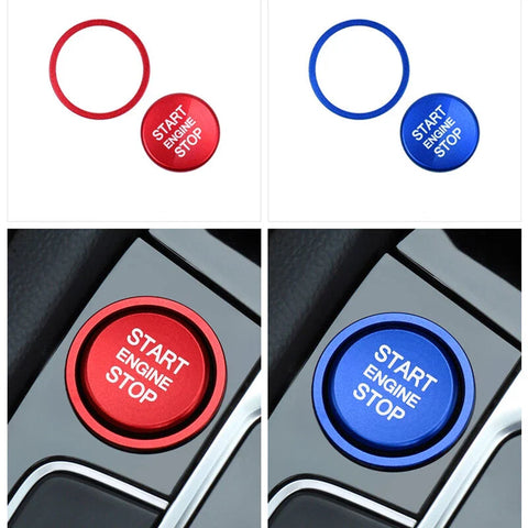 Passat B8 Blue Aluminum Interior Trim Engine Start Push Button Cover Fit