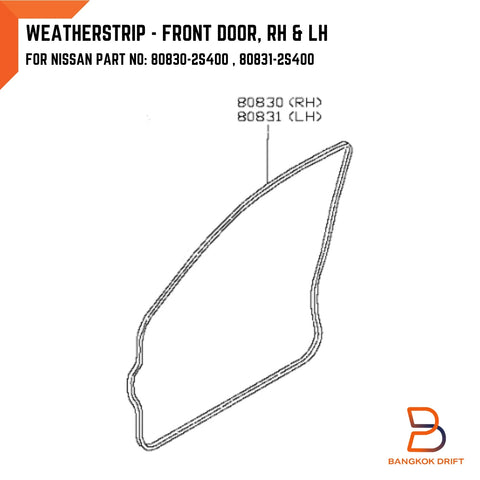 Nissan Navara D22 LH RH Front Door Weatherstrip Rubber Seal (98-04)