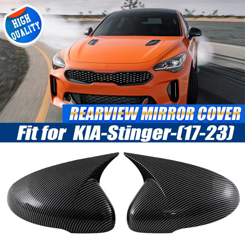 KIA Stinger Carbon Black OX Horn Rearview Side Mirror Covers (2018-2022)