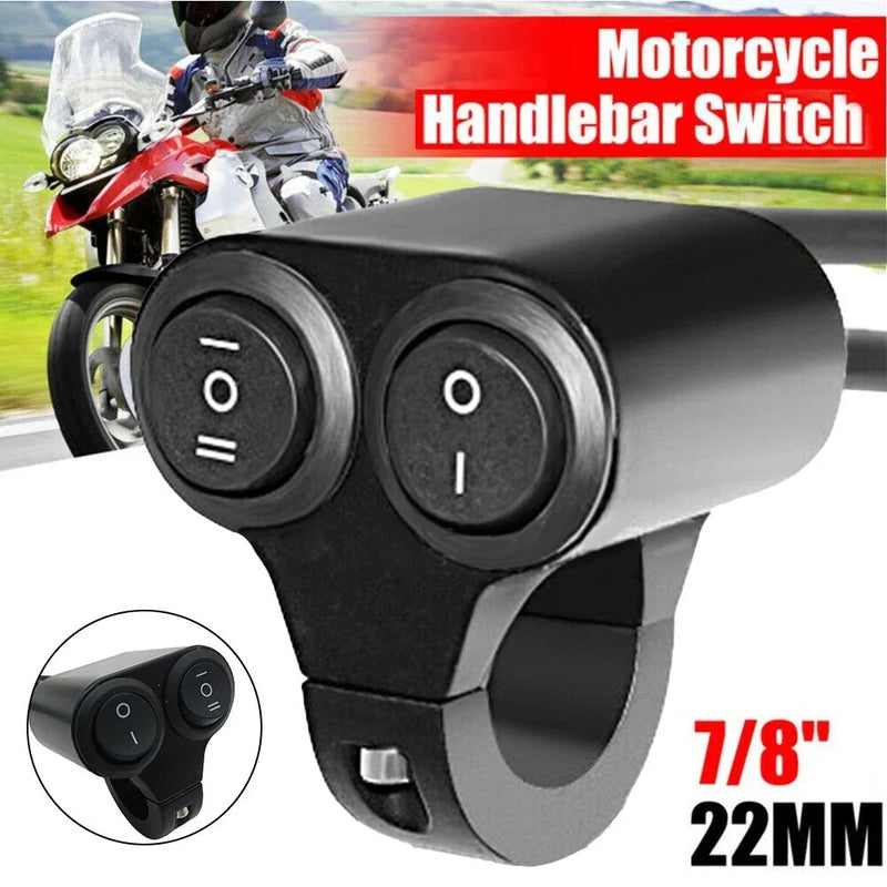 ATV 10A Switch 22mm 7/8" Dual Button Fittings Fog Spot Light Handlebar