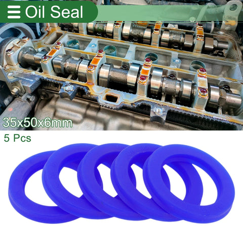 Make Model Oil Seal TPU 35x50x6mm Rotary Shaft Seal Blue 5 Pcs