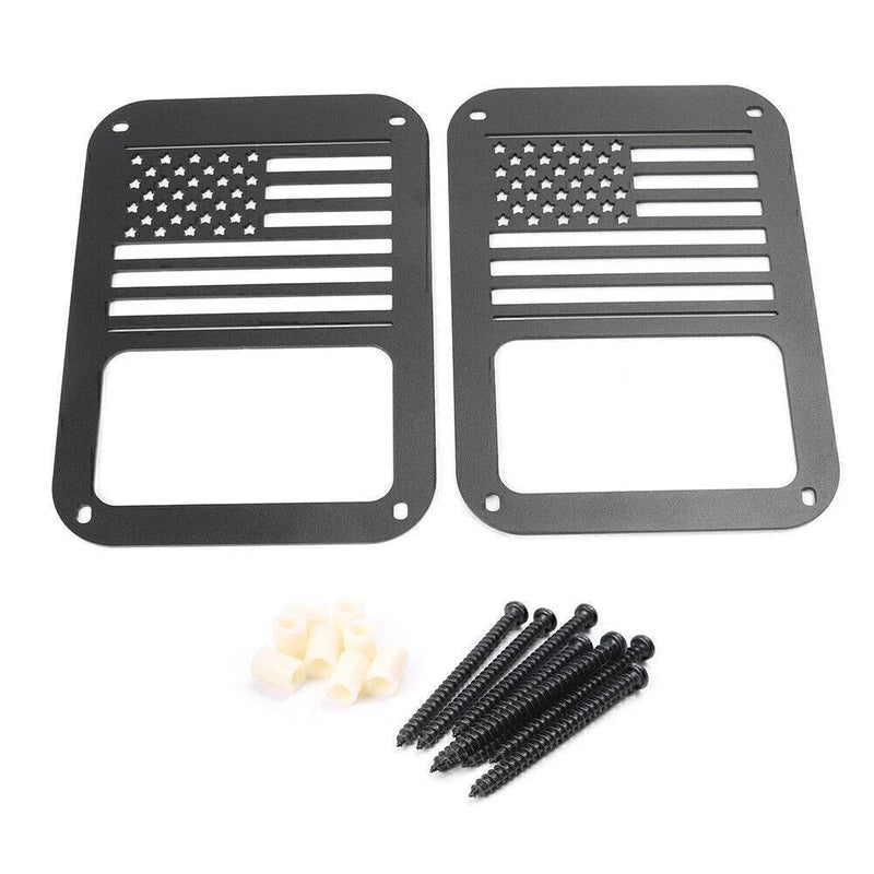 Jeep Wrangler JK Rear American Flag Tail Light Covers (2007-2016)